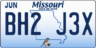 MO license plate BH2J3X