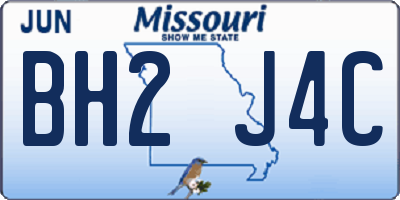 MO license plate BH2J4C