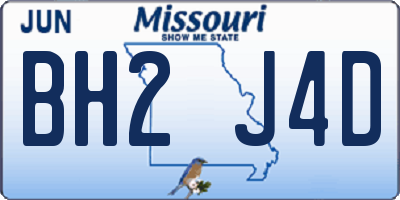 MO license plate BH2J4D
