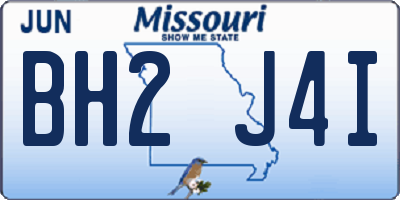 MO license plate BH2J4I