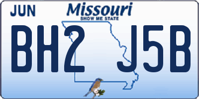 MO license plate BH2J5B