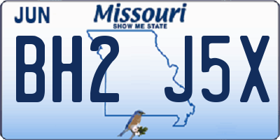 MO license plate BH2J5X