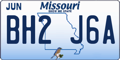 MO license plate BH2J6A