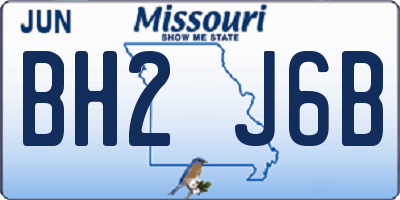 MO license plate BH2J6B