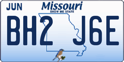 MO license plate BH2J6E