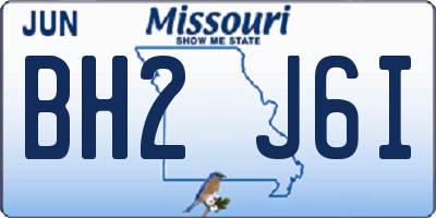 MO license plate BH2J6I