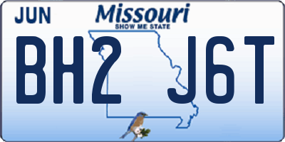 MO license plate BH2J6T
