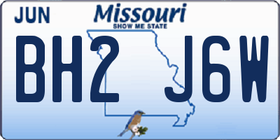MO license plate BH2J6W