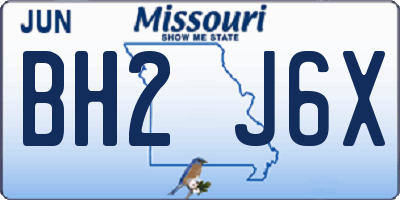 MO license plate BH2J6X