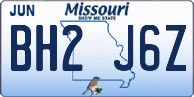 MO license plate BH2J6Z
