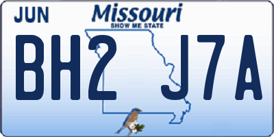 MO license plate BH2J7A