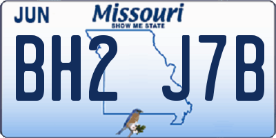 MO license plate BH2J7B