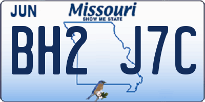 MO license plate BH2J7C