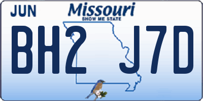 MO license plate BH2J7D