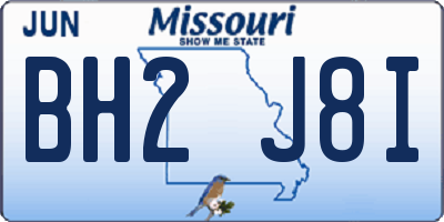 MO license plate BH2J8I