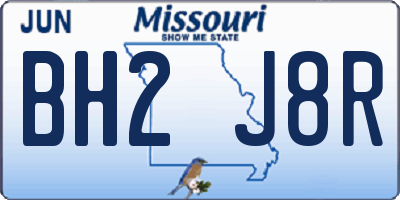 MO license plate BH2J8R