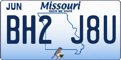 MO license plate BH2J8U