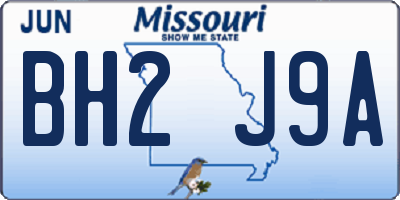 MO license plate BH2J9A