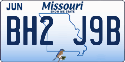MO license plate BH2J9B