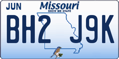 MO license plate BH2J9K