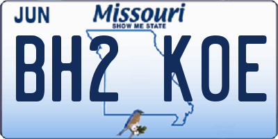 MO license plate BH2K0E