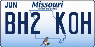 MO license plate BH2K0H