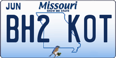 MO license plate BH2K0T