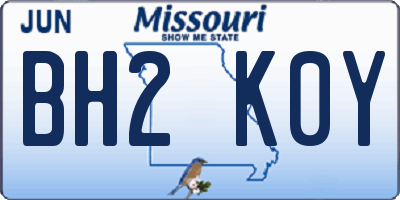 MO license plate BH2K0Y
