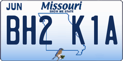 MO license plate BH2K1A