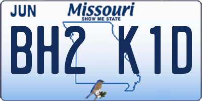 MO license plate BH2K1D