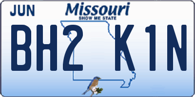MO license plate BH2K1N