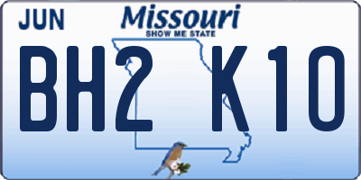 MO license plate BH2K1O