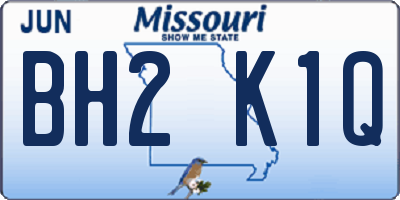 MO license plate BH2K1Q