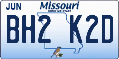MO license plate BH2K2D