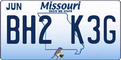 MO license plate BH2K3G