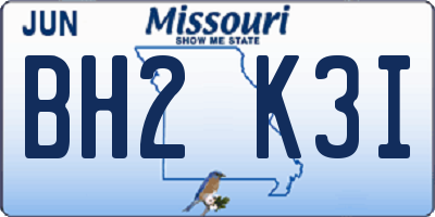 MO license plate BH2K3I