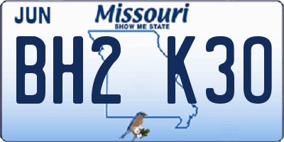 MO license plate BH2K3O