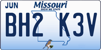MO license plate BH2K3V