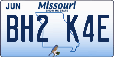 MO license plate BH2K4E