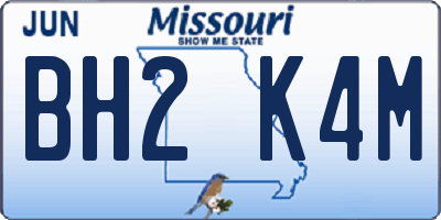MO license plate BH2K4M