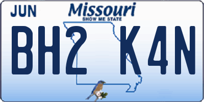 MO license plate BH2K4N