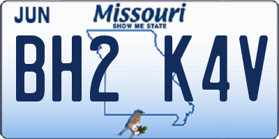 MO license plate BH2K4V