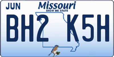MO license plate BH2K5H