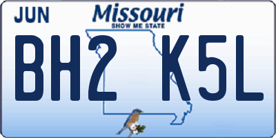 MO license plate BH2K5L