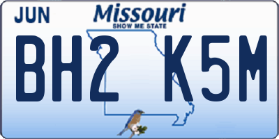 MO license plate BH2K5M
