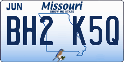 MO license plate BH2K5Q