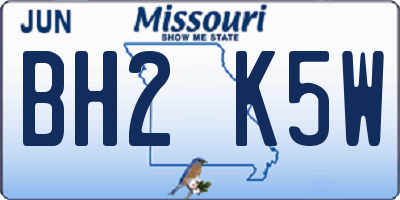 MO license plate BH2K5W