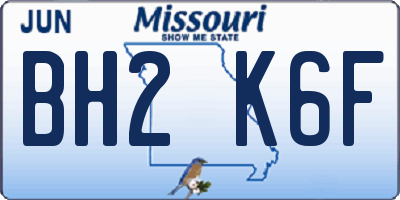 MO license plate BH2K6F