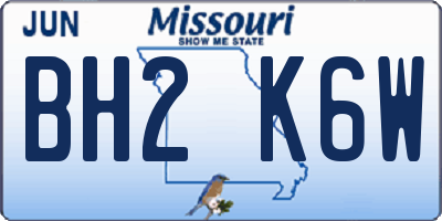 MO license plate BH2K6W