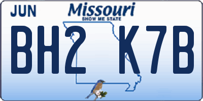 MO license plate BH2K7B